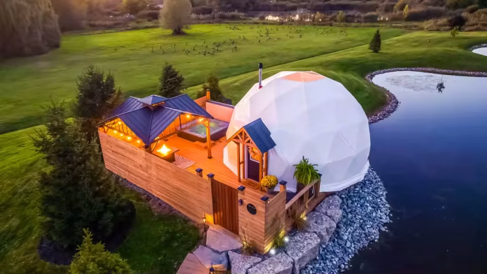 Luxury Clear Geodesic Dome Tent, PVC Tent, for Hotel, Manor, Resort, Forest, Glamping, Half Dome - Image 13