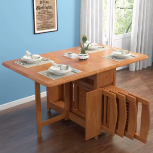 Multifunction folding table and chair set extendable solid wood folding table and chair for dinning room