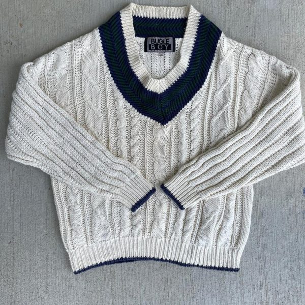 Bugle Boy Men's Cream and White Jumper