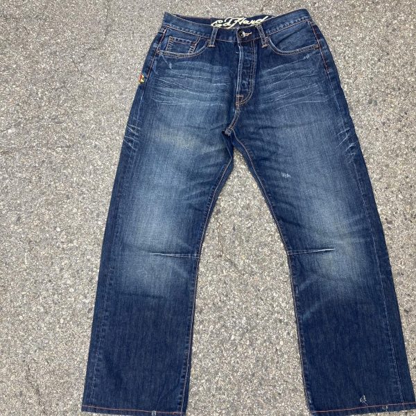 Ed Hardy Men's Navy and Blue Trousers