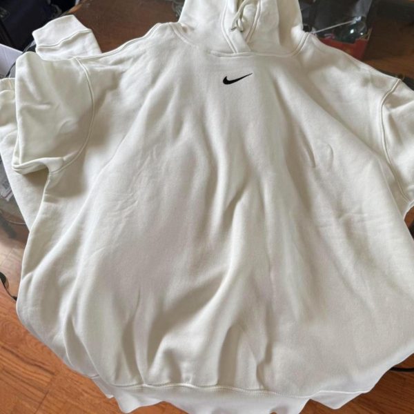 Nike Women's White and Cream Hoodie