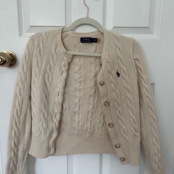 Ralph Lauren Women's Cream and White Cardigan