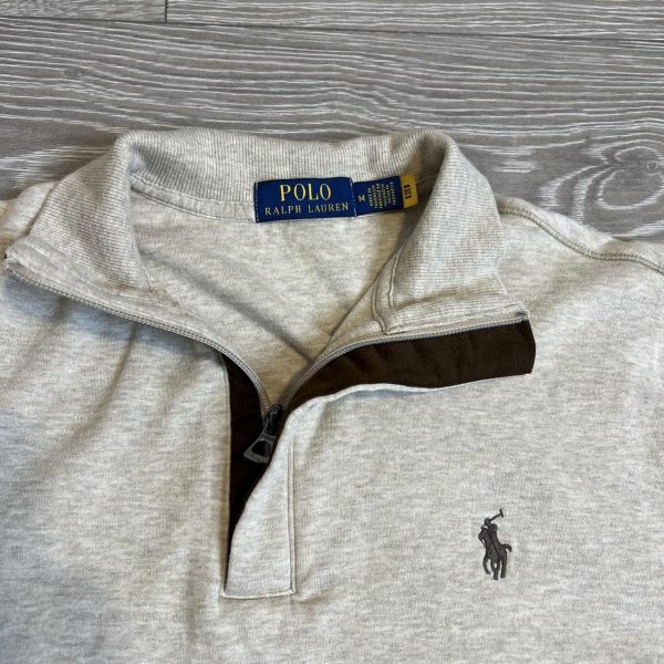 Polo Ralph Lauren Men's Cream and Grey Sweatshirt