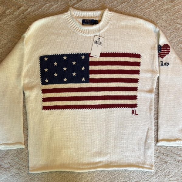 Polo Ralph Lauren Men's White and Cream Jumper
