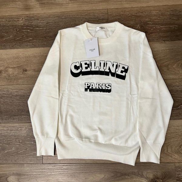 CELINE Men's White and Cream Sweatshirt
