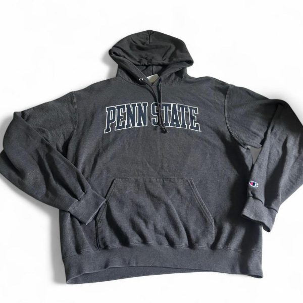 Champion Men's Grey and Navy Hoodie