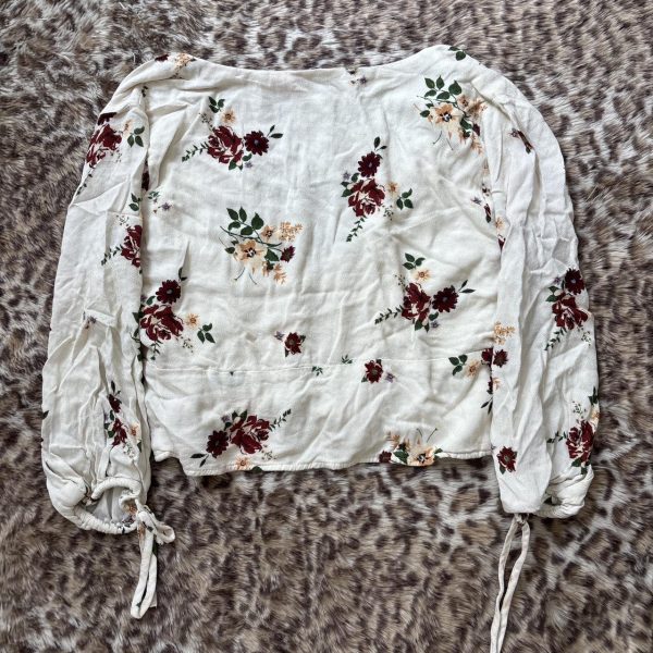 Women's Cream and White Crop-top