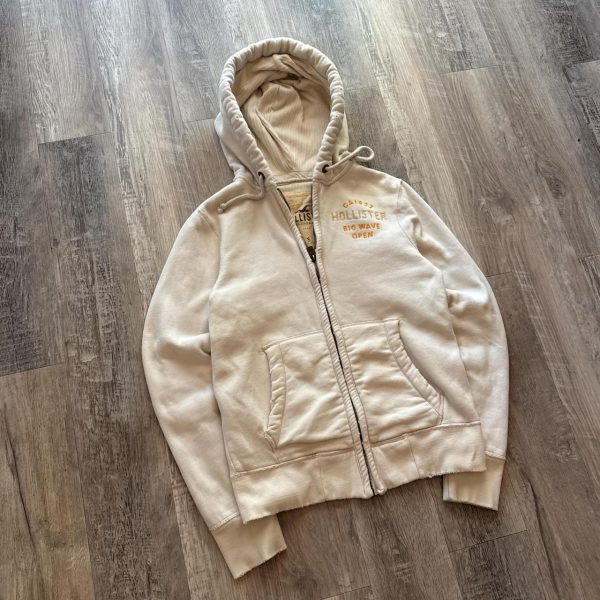 Hollister Co. Women's Cream and White Hoodie