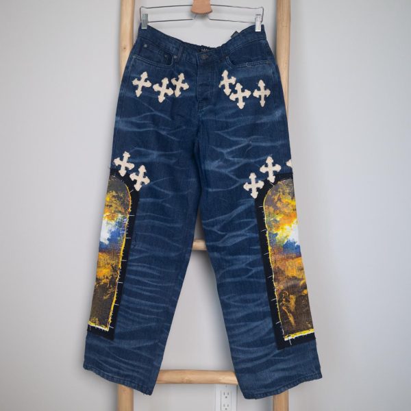 BoohooMAN Men's Blue and Navy Jeans