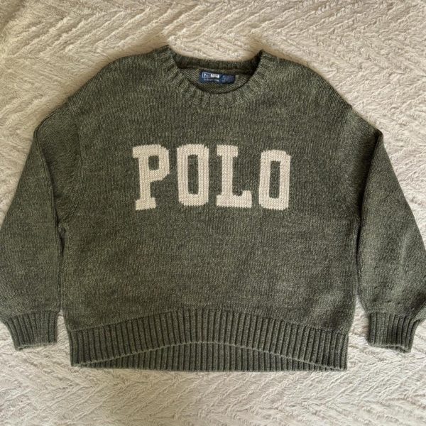 Polo Ralph Lauren Women's Green and Khaki Jumper