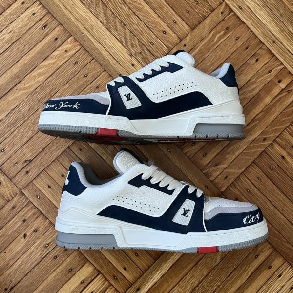 Louis Vuitton Men's White and Navy Trainers