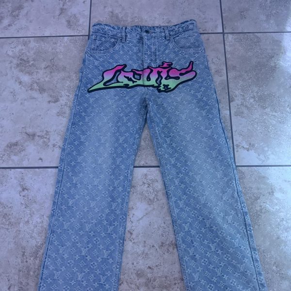Louis Vuitton Men's Grey and Blue Jeans