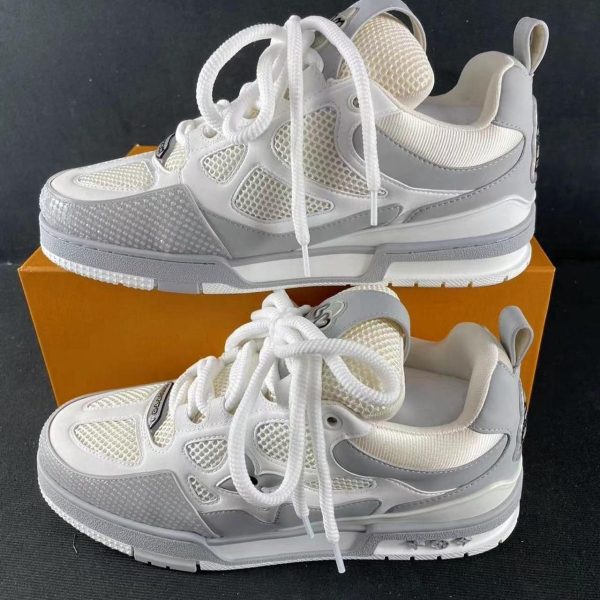 Louis Vuitton Men's White and Grey Trainers