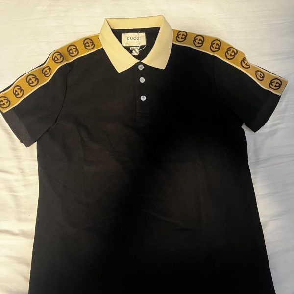 Gucci Men's Black and Tan Polo-shirts